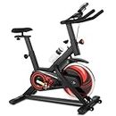 ANCHEER Bicicleta de spinning profesional con volante de inercia de 18 kg, resistencia ajustable, pantalla LCD, sillín ajustable, carga máxima de 120 kg, color negro