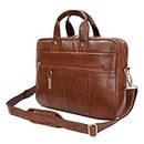 Hard Craft PU Leather Formal Office Sleeve Bag For 15.6 inch Laptop INoteBook Notepad MacBook Tablets Briefcase Messenger Bag for Men Women With Detachable Shoulder Straps (Rust)