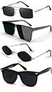 Sheomy Unisex Combo offer pack of 4 shades glasses White Black Candy MC stan Rectangle Retro Vintage Narrow Sunglasses Women and Men Small Narrow Square Sun Glasses Combo offer pack of 4 MC stan 646
