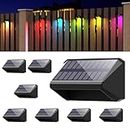 Solar Fence Step Deck Lights: 8 Pack 8 Colors RGB Changing Lighting Led Outdoor IP65 Waterproof Lamp - Stairs Light for Patio Yard Garden Pathway