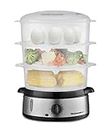 Elite Gourmet Maxi-Matic Electric Food Vegetable Steamer with BPA-Free 3 Tier Stackable, Nested Basket Trays, Auto Shut-Off 60-min Timer, 800W, 9.5 Quart, Stainless Steel (EST4401)