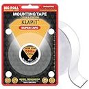 KLAPiT SUPER TAPE: Slim and Mighty Double-Sided Mounting Tape - Holds 230Kg with Enhanced Nano Technology - Waterproof and Clear - Slim10m, 1Pc