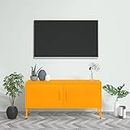 Generico Mueble de TV amarillo mostaza 105 x 35 x 50 cm de acero (16 kg) - Muebles