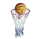 Griffin Basketball for Kids Basketball Net Ring Wall Mountable Hoop Ring with Net Sports Training & Kids Regular Practice Basketball Size 3 Kids Basketball Children Age 4-7 Year Old (Red)