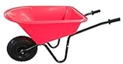 ASC - Child Kids Deep Wheelbarrow - Metal Frame & Plastic Tray, Rubber Handles, Puncture-Resistant Tire, Red & Black - Outdoor, Educational, Farm, Gardening Toy, Play, Game