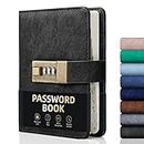 Password Book with Lock, WEMATE Password Book with Alphabetical Tabs 600+ Password Space, Internet Address, and Password Organizer Logbook with Lock, Password Keeper Black
