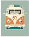 Inspirational Wall Art Co. - Retro VW Van | Retro Volkswagen Poster - Vintage Beach Poster - Beach Surf Poster - Vintage Beach Prints - Pictures For Beach House | 11x14 Inches Unframed