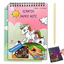 S4SQUARE ENTERPRISE Unicorn A5 Size Multiple Design Rainbow Scratch Magic Doodle (Pack of 2) DIY Art Books with Wooden Scratching Tool - Kids Arts and Crafts Activity