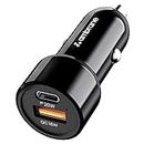 Ambrane 38W Fast Car Charger with Dual Output, Quick Charge 3.0 and Power Delivery, Type-C & USB Port, Wide Compatibility for Smart Phones (RAAP C38 A, Black)