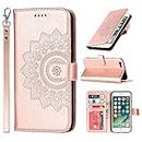 ELTEKER iPhone 6/6s Wallet Case,Premium Leather Card Holder Card Slot Magnetic Closure Flip Kickstand Women Wallet Case for iPhone 6/6s -Rose Gold