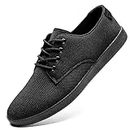 QIJGS Men's Trainers Leisure Shoes Oxford Flat Walking Trainers Mesh Lightweight Breathable Work Shoes, A Black, 8.5 AU