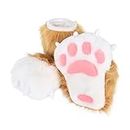 JUNBOON Fuzzy Bear Feet Paw Slippers Cat Wolf Fox Animal Claw Shoes Furry Boots Costume Accessories for Adult Halloween Cosplay Indoor, A: Camelwhite, One Size Women/One Size Men