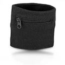 Wrist Wallet Gym Zipper Schweißband Wristband Wrist Wallet Pouch Sport-Armband mit Tasche für Outdoor-Sportarten Laufen(Schwatz)