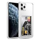 Amazon Brand - Solimo Card Holder Phone Case (Soft & Flexible Shockproof Back Cover with Cushioned Edges) Transparent for Apple iPhone 11 Pro