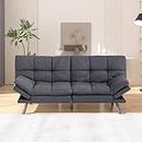 Hcore Futon Sofa Bed Couch,Convertible Futon Sleeper Sofa,Memory Foam Futon Couch Bed,Loveseat Sofa Bed,Small Splitback Polyester Modern Sofa for Living Room,Office,Apartment,Pure Grey