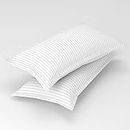Homefab India 2 Piece Satin Stripe Glace Cotton Pillow Covers - White