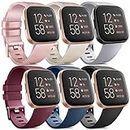 6 Pack Sport Bands Compatible with Fitbit Versa 2 / Fitbit Versa/Versa Lite/Versa SE Band, Classic Soft Silicone Replacement Wristband Strap for Fitbit Versa Smart Watch Women Men (Large, 6-Pack A)
