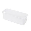 NISHIV Rectangular Storage Basket - White PP Storage Box with Handles for Kitchen, Home, and Bathroom Drawer Organization (28 x 10 x 9.5 cm)