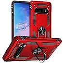 Aozuoton for Samsung Galaxy S10 Case, Galaxy S10 Case, [Military Grade 16ft. Drop Tested] Ring Shockproof Protective Phone Case for Samsung Galaxy S10,Red
