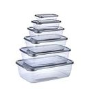 Dialust Rectangular Plastic Food Storage Container with Air Tight Lid Kitchen Container Meat Box Fridge and Freezer Storage Boxes Bowl - 225ml, 325ml, 650ml, 1250ml, 2200ml, 3500ml, 6 Pcs, Clear