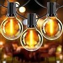 Outdoor String Lights, 30FT G40 Globe LED Patio Lights with 17 Dimmable Plastic Bulbs(2 Spare), 2200K Waterproof Connectable Hanging Lights for Backyard Porch Cafe Party Decor, E12 Socket Base