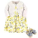 HUDSON BABY Baby Girls 10 Piece Dress, Cardigan, Shoe Set Casual Dress, Lemon, 3-6 Months UK