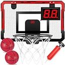 Basketball Hoop Indoor, Mini Basketball Hoop for Kid with Electronic Scoreboard & 2 Balls, Over The Door Basketball Hoop Toy Sports Game for Teens Boy Girl Adults Ages 3+