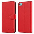 For iPod Touch Case 7th/6th/5th Generatin Case Leather Flip Magnetic Closure Folio Book Kickstand Card Holder Wallet Cover Full Protection for iPod Touch 5/6/7 Gen (Red)