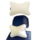 Car Neck Pillow Gaming Chair Cushion Headrest for Car Seat Travel Cushion Made of Faux Leather Comfortable and Waterproof Cushion for Travelling Colour: Ecru