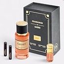 Parfum GHOST Senteur "Black Phantom" - FRAGRANCES BY SASSO - Coffret Luxe - Extrait De Parfum 50ml + Essence Pure 3ml + 2 Échantillons OFFERT - Coffret Cadeau - Collection Privee