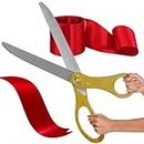 Chambridge Large Grand Opening Ceremony Kit- 25 Inch Ceremonial Scissors for Ribbon Cutting and Scissor Special Event Giant Gold with Red Inaugurations Ceremonies, RSBR-25