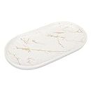 Elegant Golden Ceramic Vanity Tray - Perfect for Bathroom and Bedroom - Organize Jewelry, Perfumes, and More - Dazzling Decor and Functional Delight - Size: 19.5 x 10.5 cm