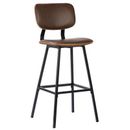 17 Stories Jhamir Black Iron & Vintage Vegan Leather Dining Stool Upholstered/Leather/Metal/Faux leather in Brown | 42 H x 21 W x 17 D in | Wayfair