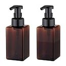 UUJOLY Foaming Soap Dispenser, 450ml (15oz) Refillable Pump Bottle for Liquid Soap, Shampoo, Body Wash (2 Pcs) (Brown)