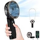 TUNISE Portable Handheld Fan, Portable Fan Rechargeable, 4000mAh, 180° Adjustable, 6 Speed Wind, Display Electricity in Real Time, USB Rechargeable Foldable Fan, Quiet Personal Fan with Power Bank Black