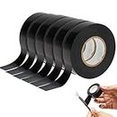 Electrical Tape, 6 Pcs Black Waterproof Tape, Adhesive Gaffer Tape for Flame Retardant, 0.6Inch * 49.2FT