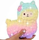 Jumbo Squishy ,Rainbow Jumbo Sheep Alpaca Squishies Slow Rising Squeeze Scented Charms Kawaii Stress Relief Animal Toys for Kids Adults Stress Time Kill Toys