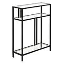 Henn&Hart 22" Wide Rectangular Console Table with Glass Shelves in Black, for Home, Living Room, Bedroom, Entertainment Room, Office