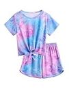 Arshiner Mädchen Kleidung Set Batik Sommer T-Shirt mit Shorts Kinder Freizeitanzug Sport Bekleidungssets für Mädchen 9-10 Jahre