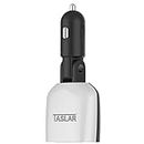 TASLAR Dual USB Charger Adapter 3.4 Amp High Speed Plug Car Charger LED Display & Low Voltage Alarm for Mobile Phones/Tablet with USB Cable - Black White