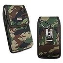 Galaxy S7 S6 S5,S6 Active,S7 active~XX Large Camouflage Pouch Holster Nylon Canvas Carrying Case Metal Belt Clip+Carabiner Hook [Fits Phone+Otterbox Defender/Commuter/Symmetry/Lifeproof Cover On]