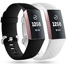 Faliogo 2 Pack Replacement Strap Compatible with Fitbit Charge 3 Strap/Fitbit Charge 4 Strap, Soft Sports Watch Strap Wristbands for Women Men, Small, Black/White