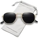 YWWPMDOF Hexagon Polarized Sunglasses for Womens Men Trendy Square Sun Glasses UV Protection
