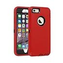 Case for iPhone 6/6s,[Heavy Duty] 3 in 1 Built-in Screen Protector Cover Dust-Proof Shockproof Drop-Proof Scratch-Resistant Shell Case for Apple iPhone 6/6s, 4.7 inch, Red&Black