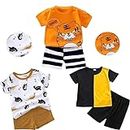 Lofn Cotton Clothing Sets for Baby Boys & Baby Girls - Unisex Clothing sets Half sleeve T-Shirt & Shorts Pack Of 3 KDST78CP-KDST84OR-24-KDST31MT