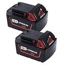 2 Packs 5.0Ah Battery Replacement for Milwaukee 18V Battery, Compatible with Milwaukee 18V Battery 48-11-1820 48-11-1812 48-11-1850 48-11-1828 48-11-1828 48-11-1815 Cordless Power Tools