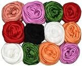 M.G ENTERPRISE Merino Felting Wool Roving Combo 120 gm (10 gm Each Colour) 12 pc. Best Used with Felt Needles, Needle Felting Pad,Wet Felting, Nuno Felting, Good for Felted Characters Making.