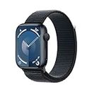 Apple Watch Series 9 (GPS, 45 mm) Smartwatch mit Aluminiumgehäuse und Sport Loop Armband in Mitternacht. Fitnesstracker, Blutsauerstoff und EKG Apps, Always-On Retina Display, CO₂ neutral