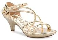 Olivia K Women's Open Toe Strappy Rhinestone Dress Sandal Low Heel Wedding Shoes Gold
