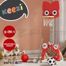 Keezi Kids Basketball Hoop Stand Adjustable 5-in-1 Sports Center Toys Set Red